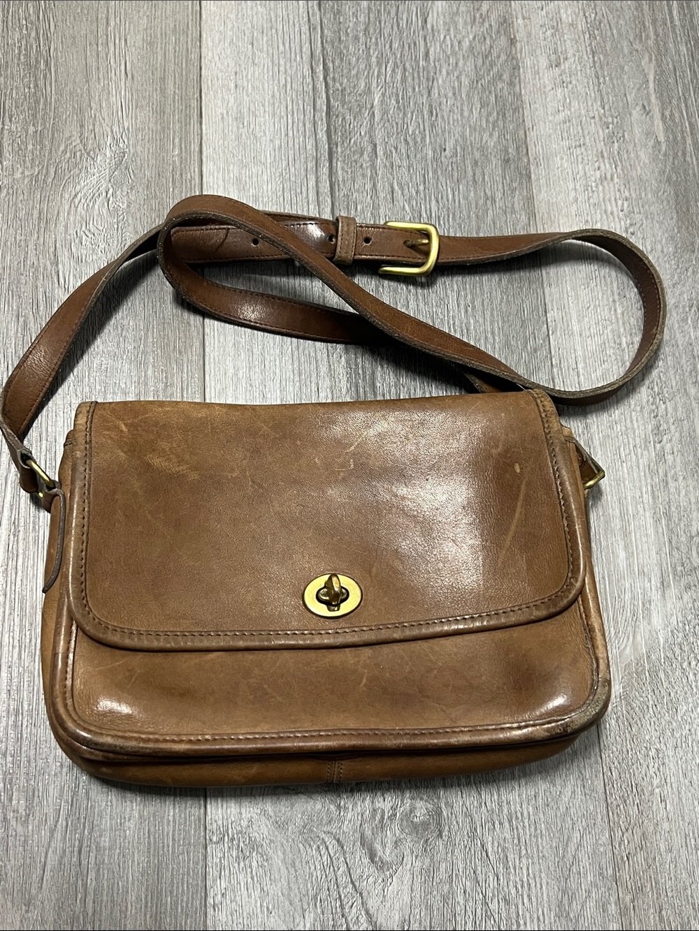 vintage Coach City bag, likely from the 1980s or 1990s/ leather
